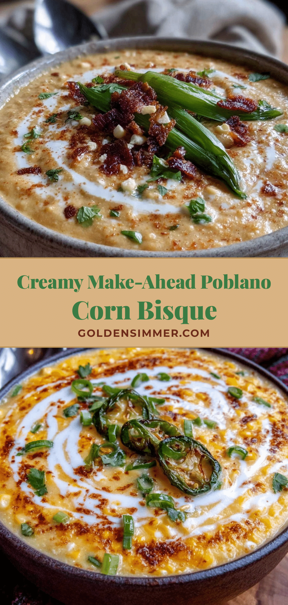 creamy poblano pepper corn bisque recipe