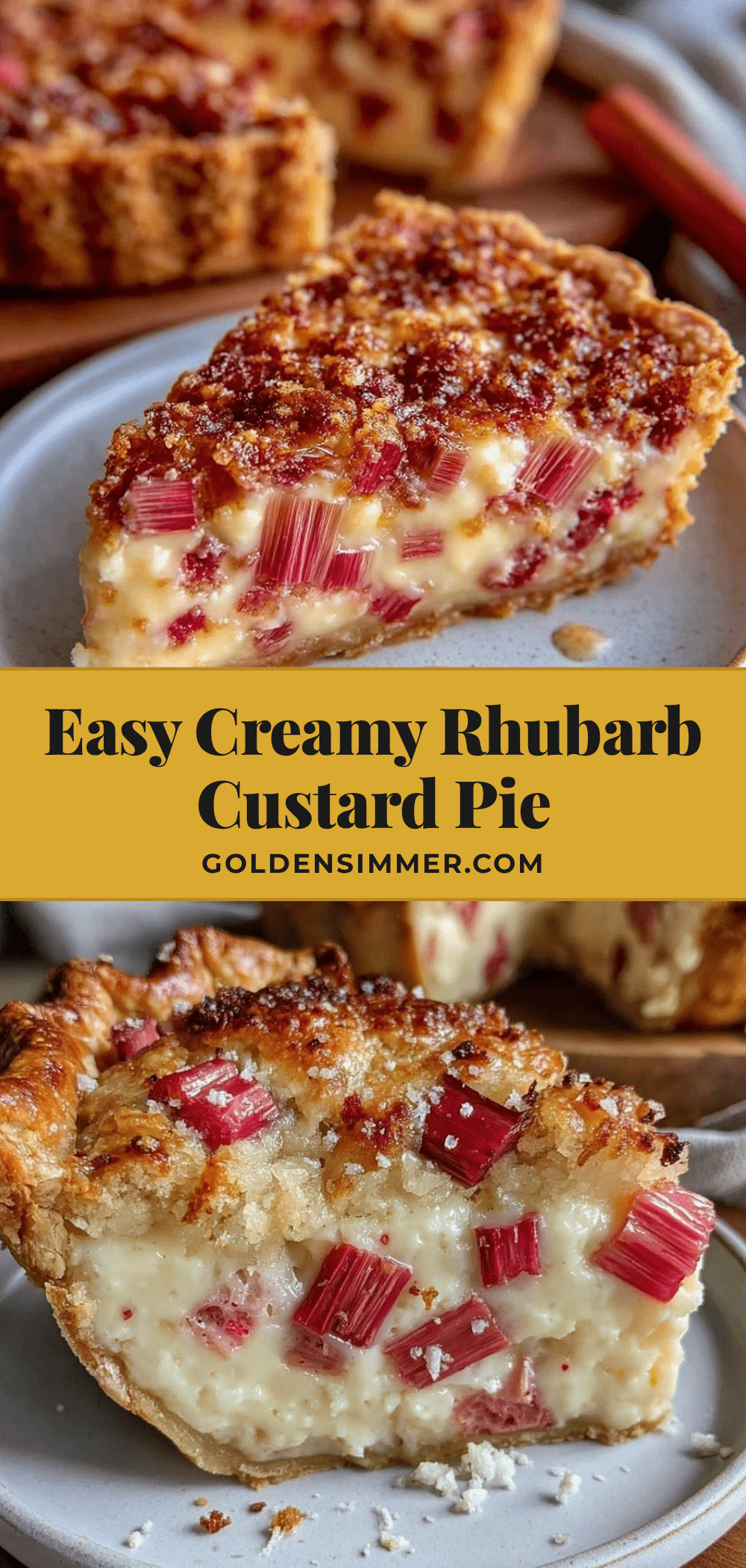 Easy Creamy Rhubarb Custard Pie recipe