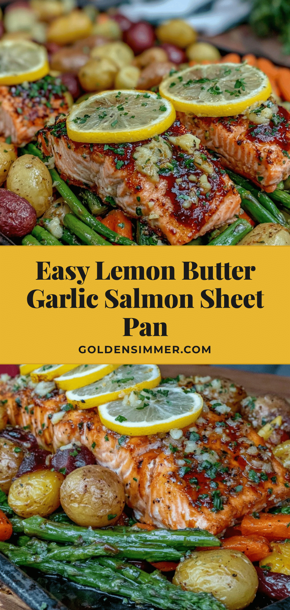 lemon butter garlic salmon sheet pan dinner recipe
