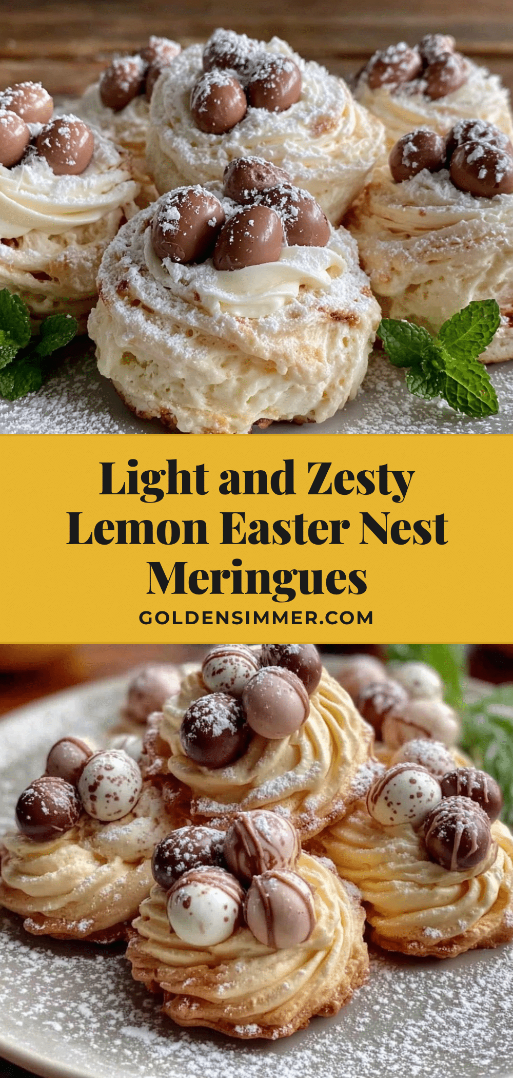 Light Lemon Easter Nest Meringue Cookies recipe