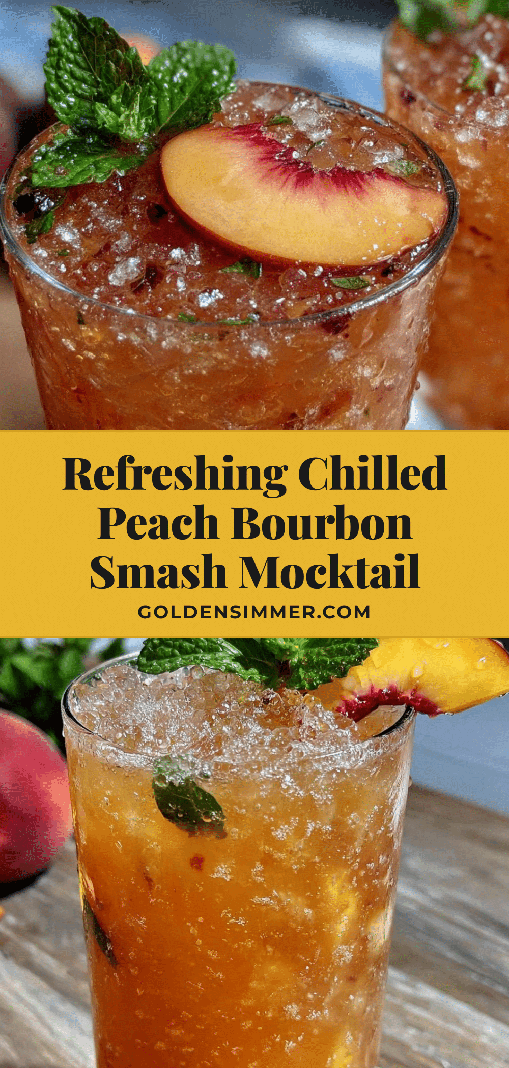 peach bourbon smash mocktail recipe