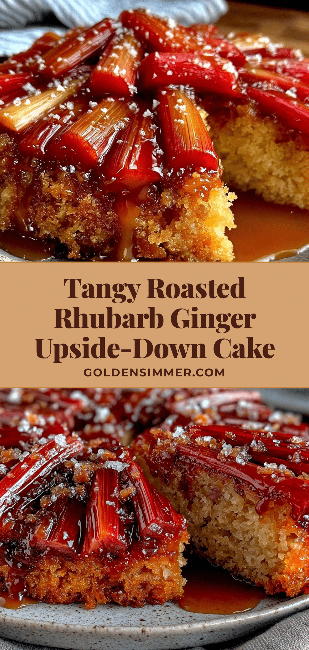roasted rhubarb ginger upside-down cake recipe