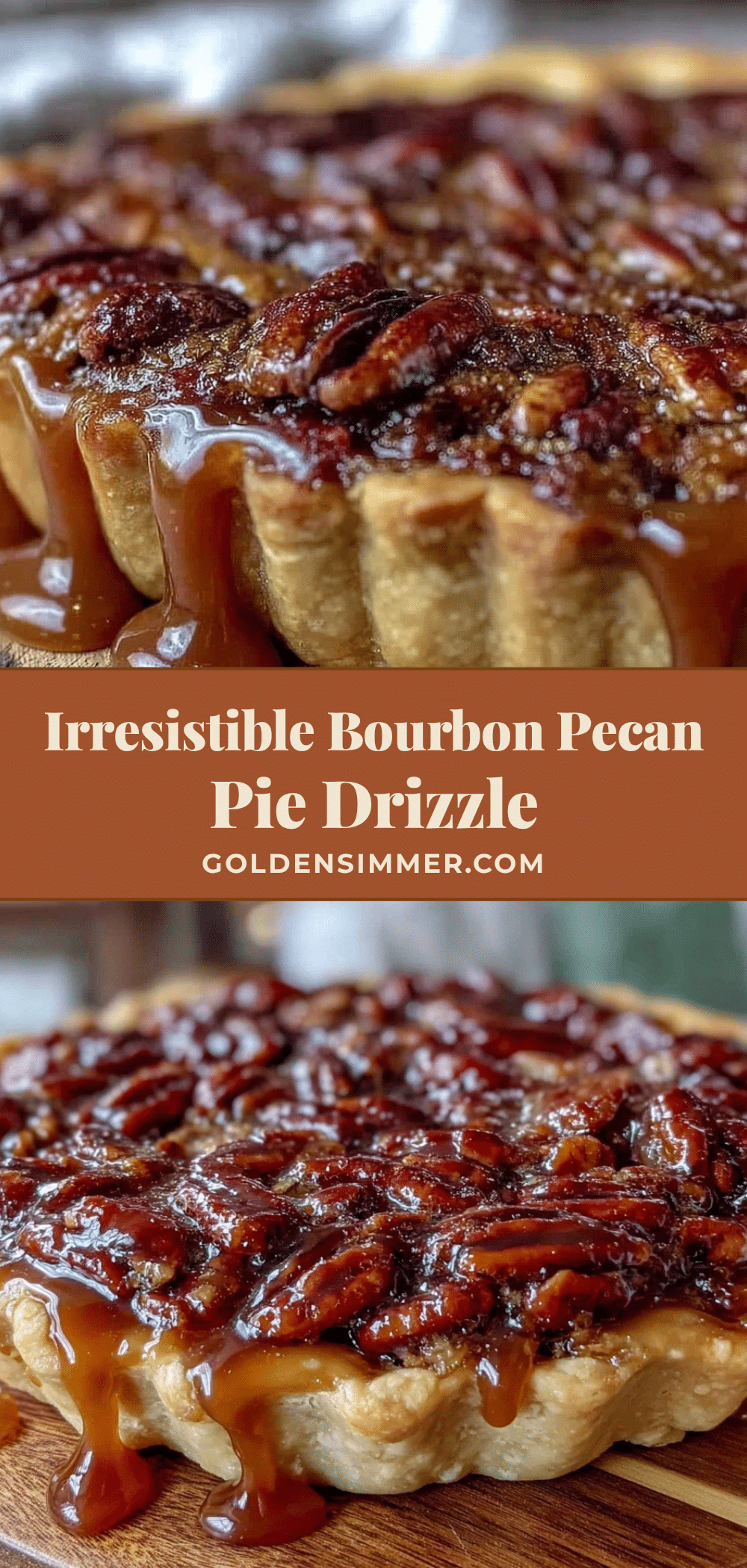 bourbon pecan pie with salted caramel drizzle recipe