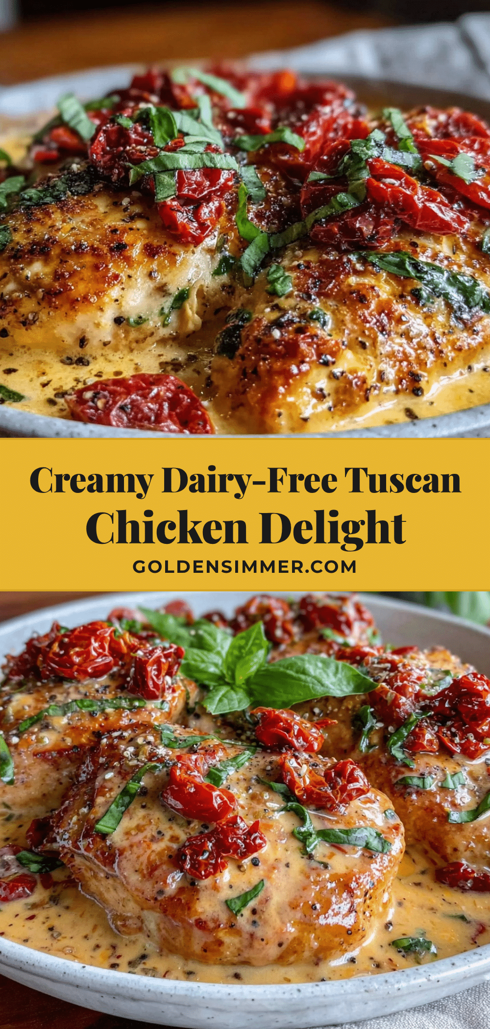 creamy dairy-free tuscan chicken recipe
