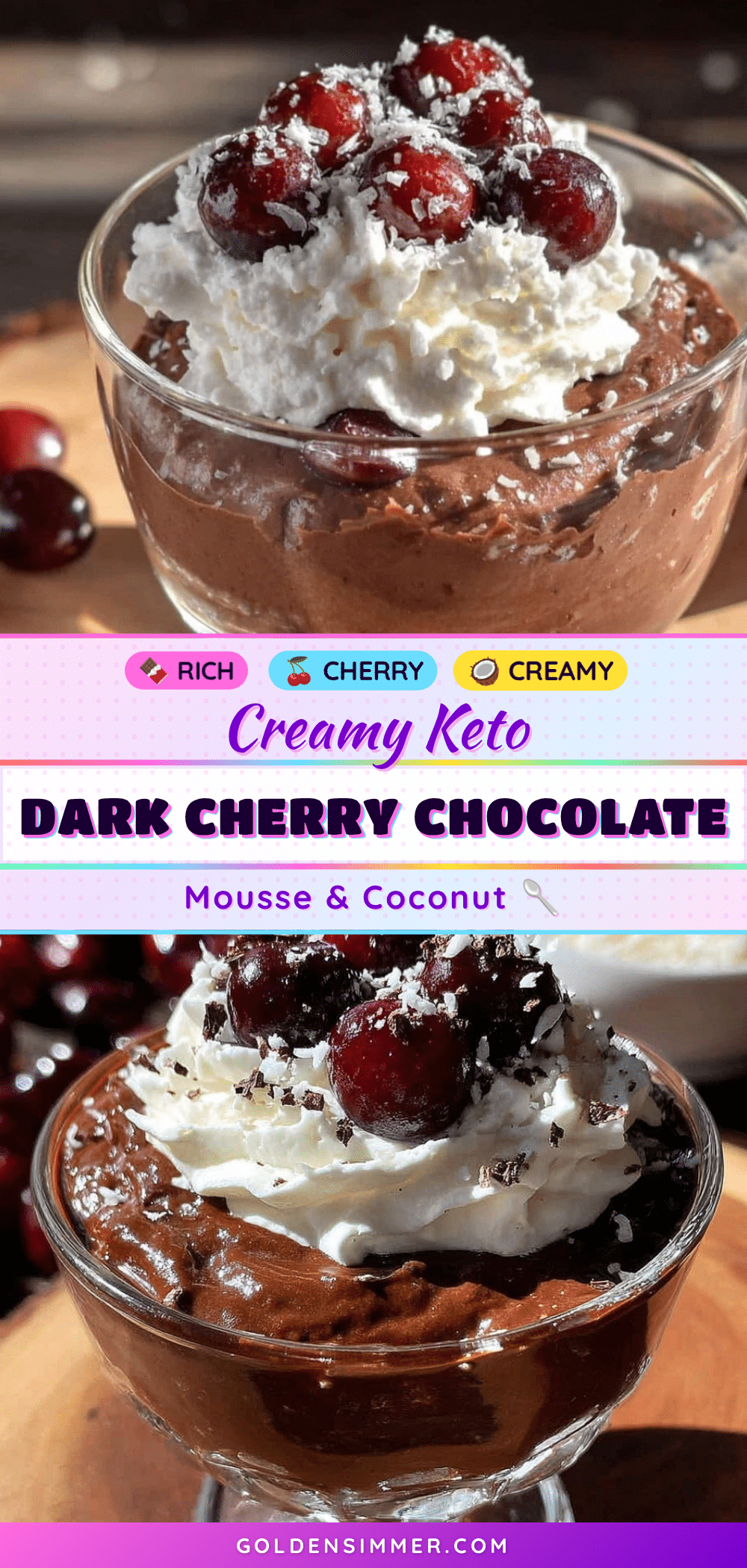 creamy keto dark cherry chocolate mousse recipe
