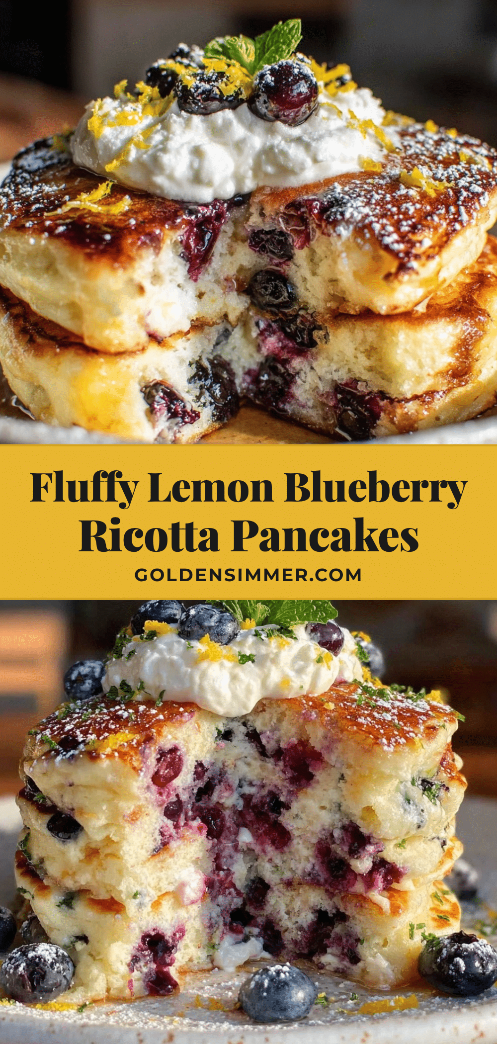 lemon blueberry ricotta pancakes recipe