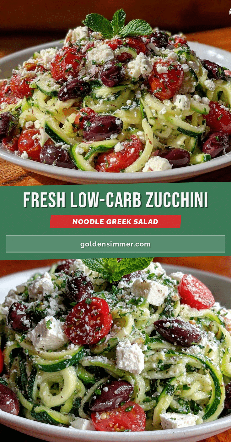 low-carb zucchini noodle Greek salad recipe