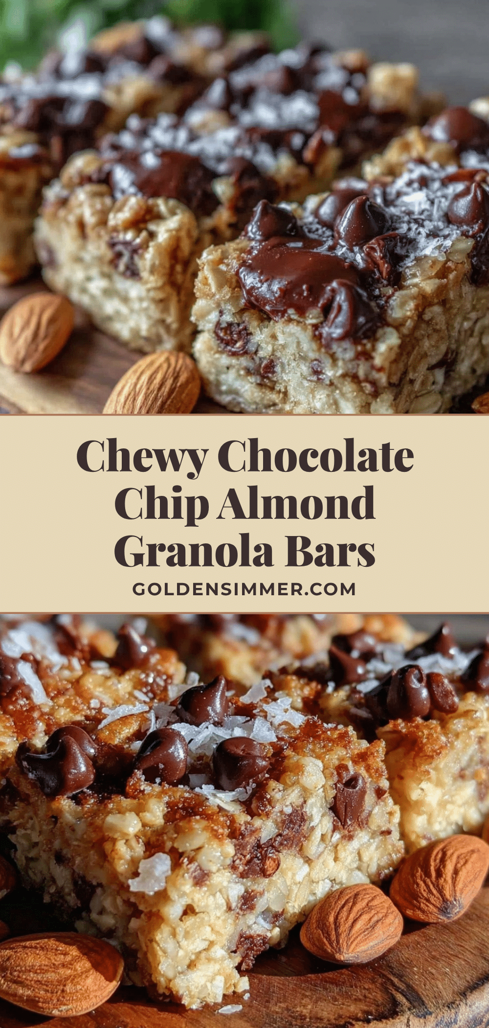 chewy chocolate chip almond granola bars recipe