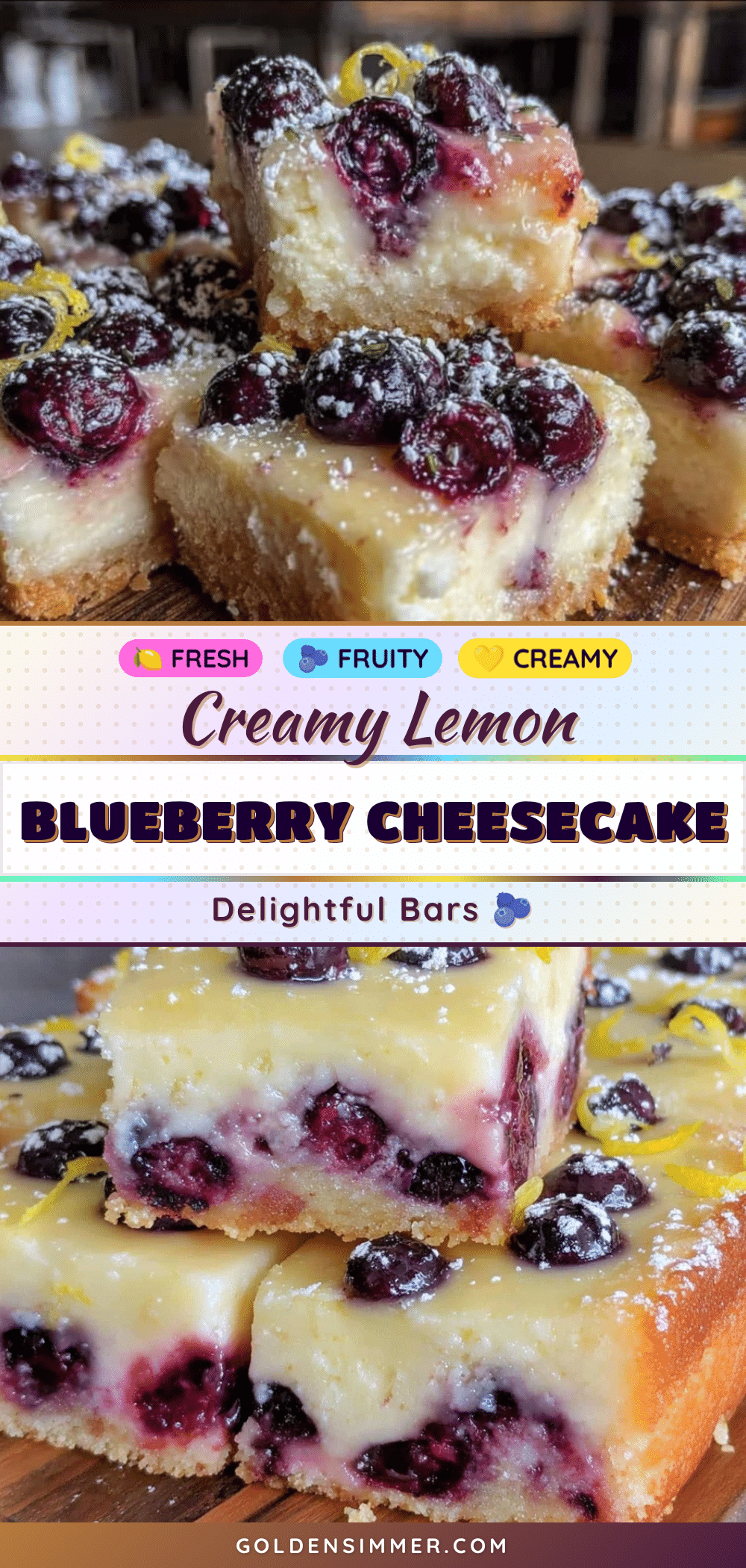 creamy lemon blueberry cheesecake bars recipe