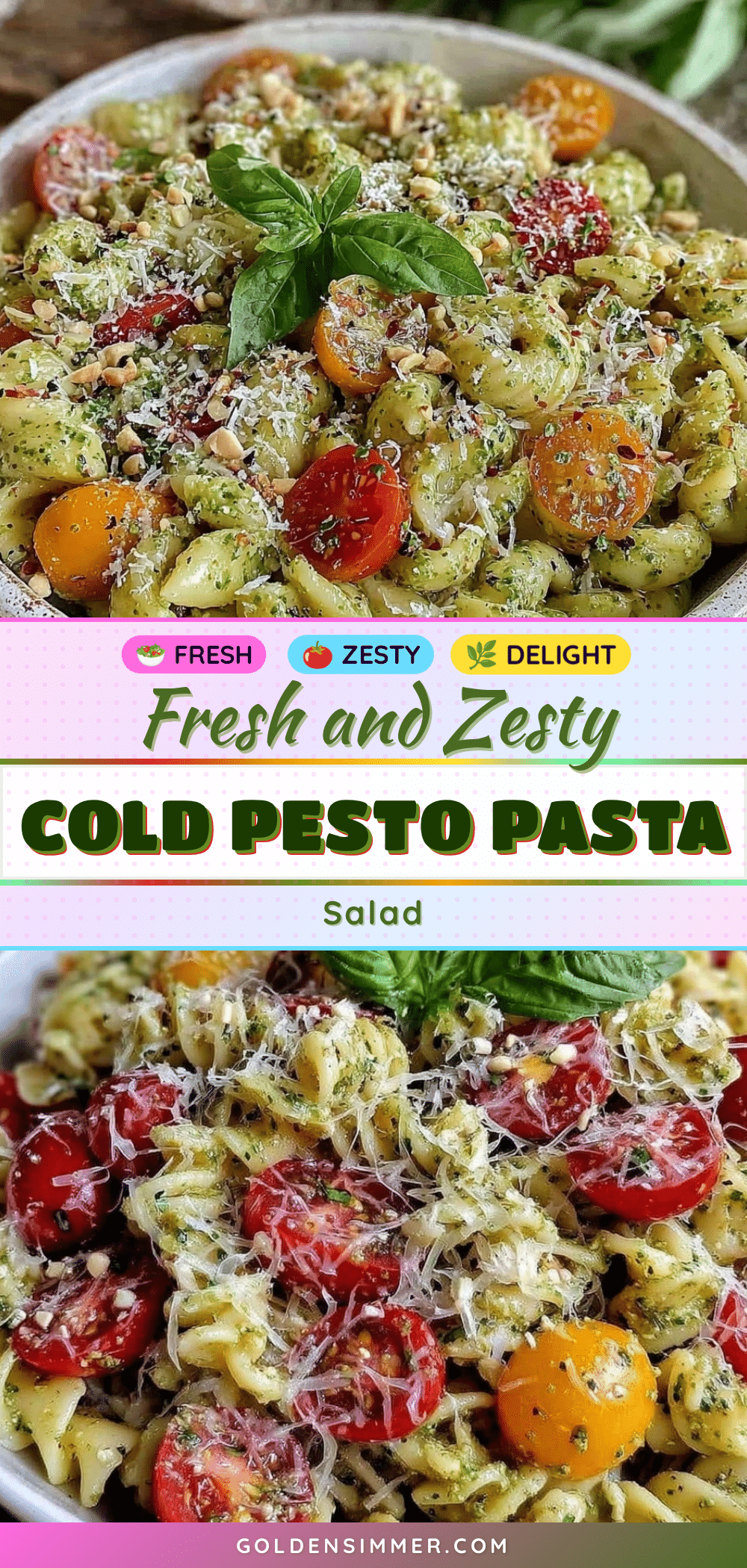 fresh cold pesto pasta salad recipe