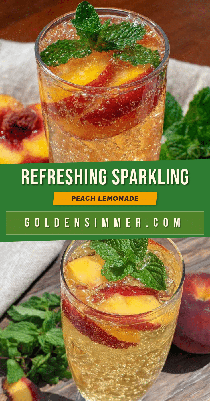 fresh sparkling peach lemonade with mint recipe