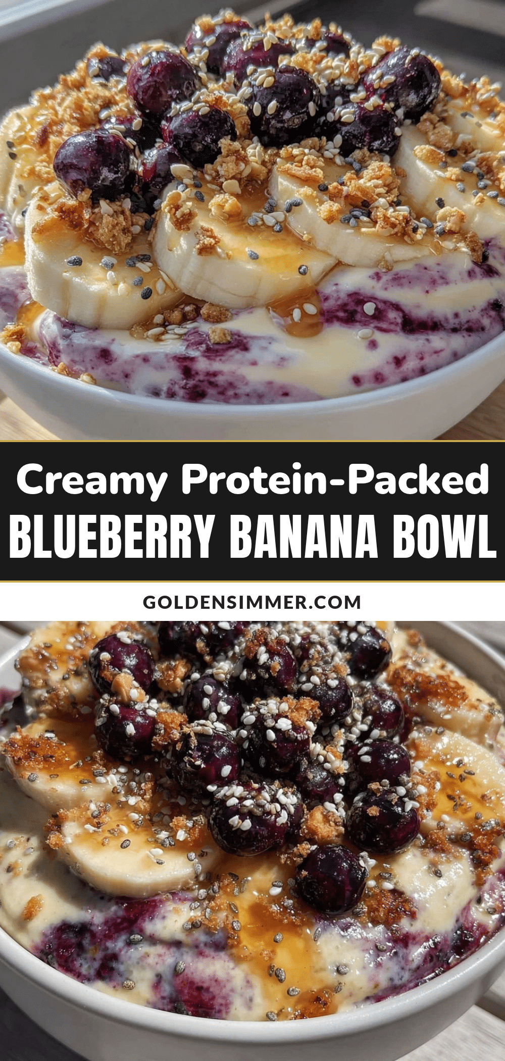 Healthy Protein-Packed Blueberry Banana Smoothie Bowl recipe