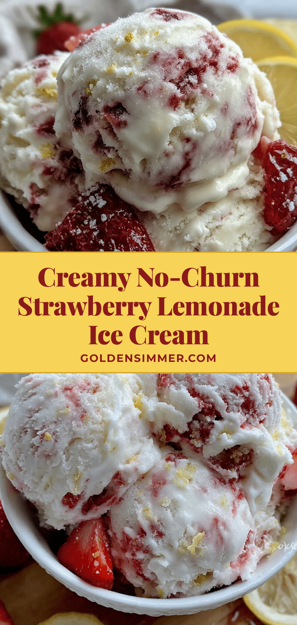 no-churn strawberry lemonade ice cream recipe