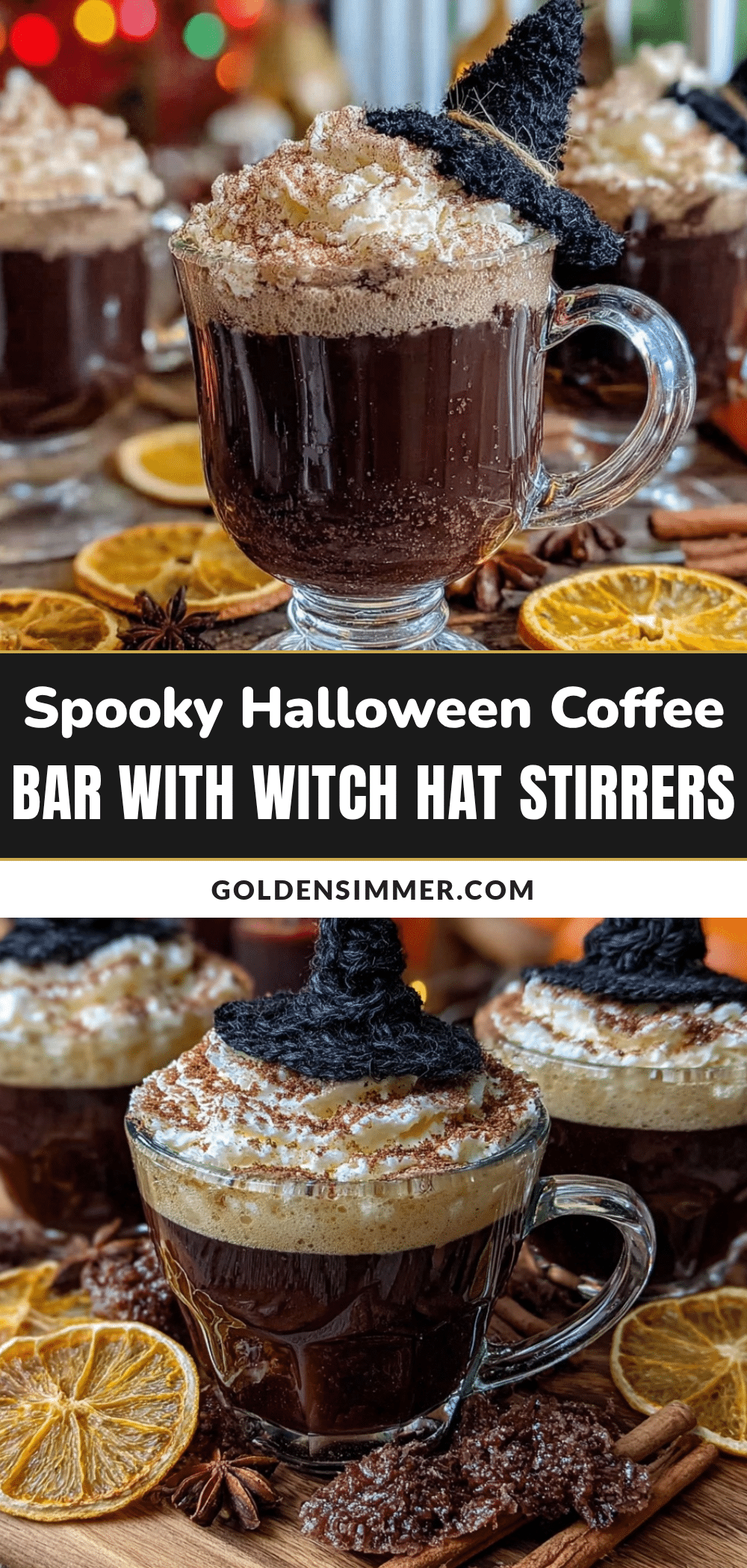 cozy spooky Halloween coffee bar setup recipe