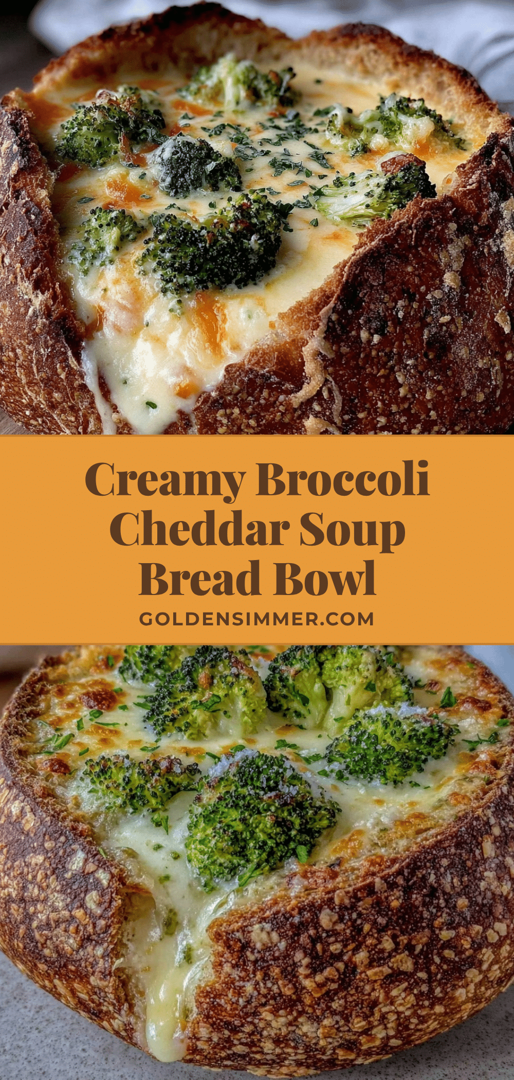 creamy broccoli cheddar soup in bread bowl recipe