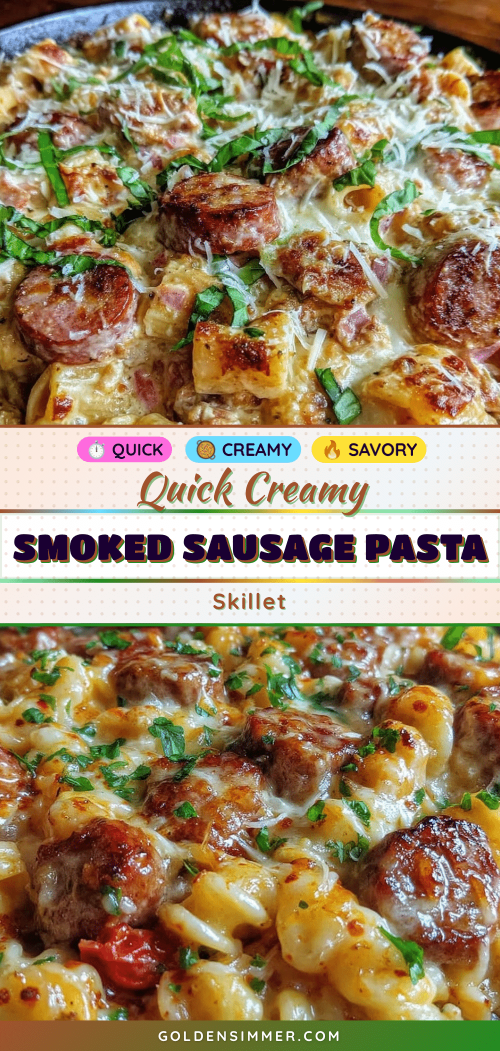 quick creamy smoked sausage pasta skillet recipe