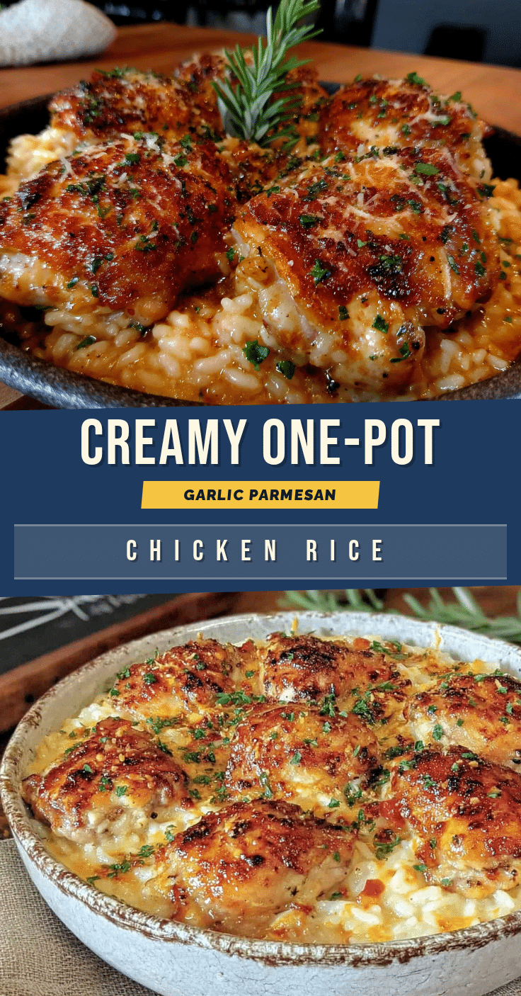 creamy one-pot garlic parmesan chicken & rice recipe