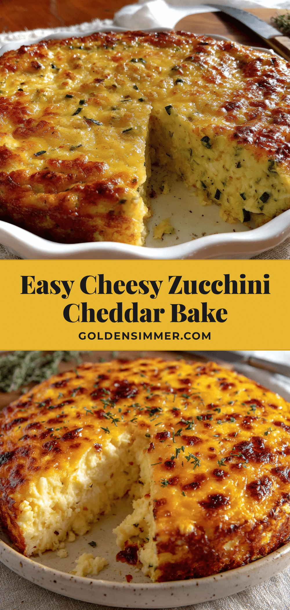 Crustless zucchini and cheddar bake recipe