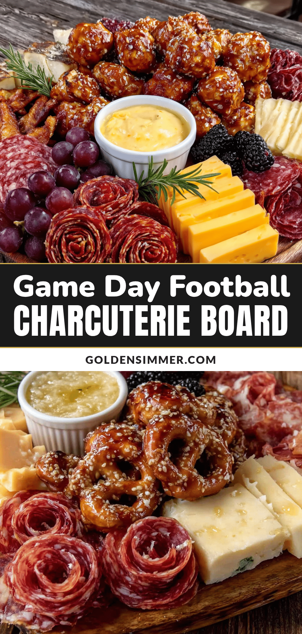 football charcuterie board with pretzel bites recipe