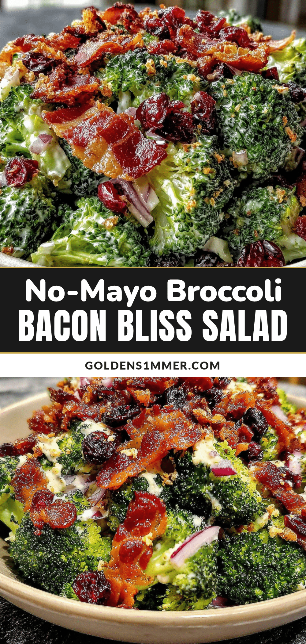 no-mayo broccoli salad with bacon and cranberries recipe