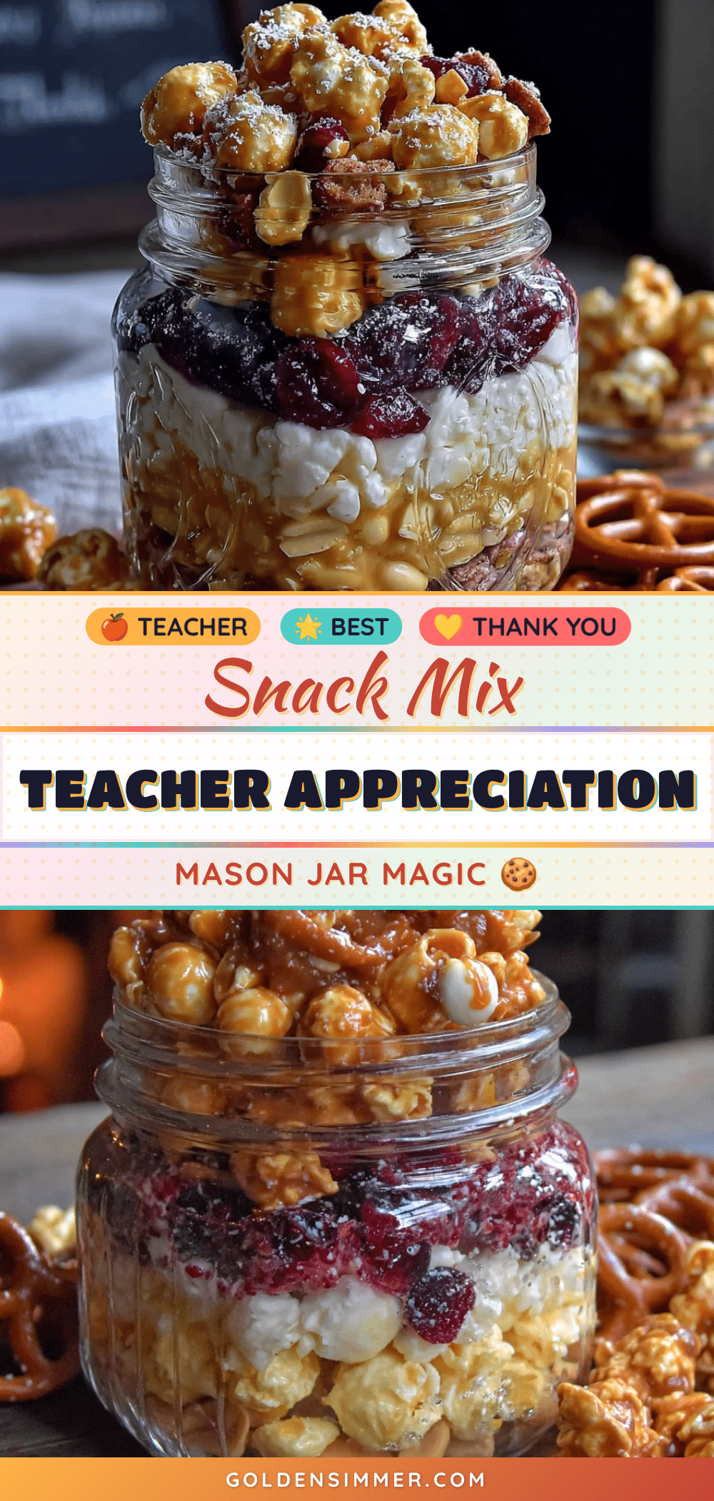 teacher appreciation mason jar snack mix recipe