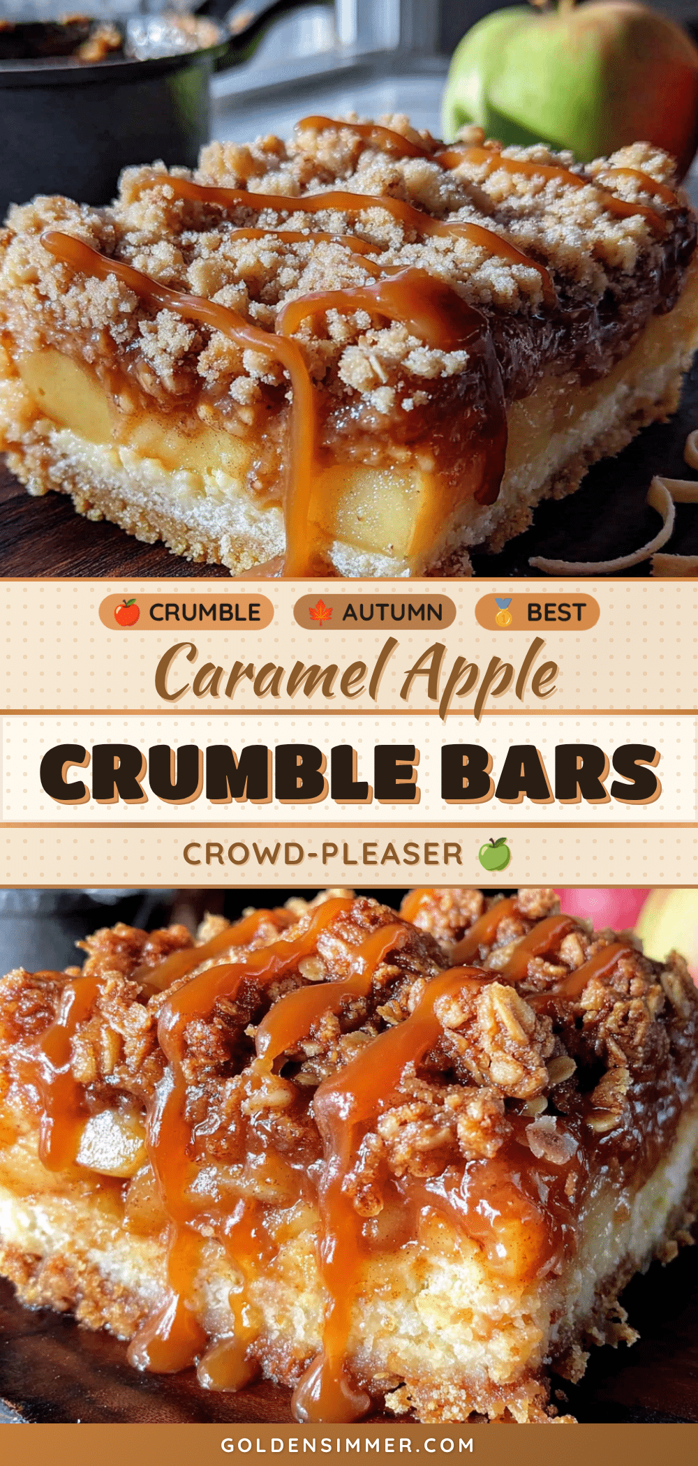 caramel apple crumble bars recipe