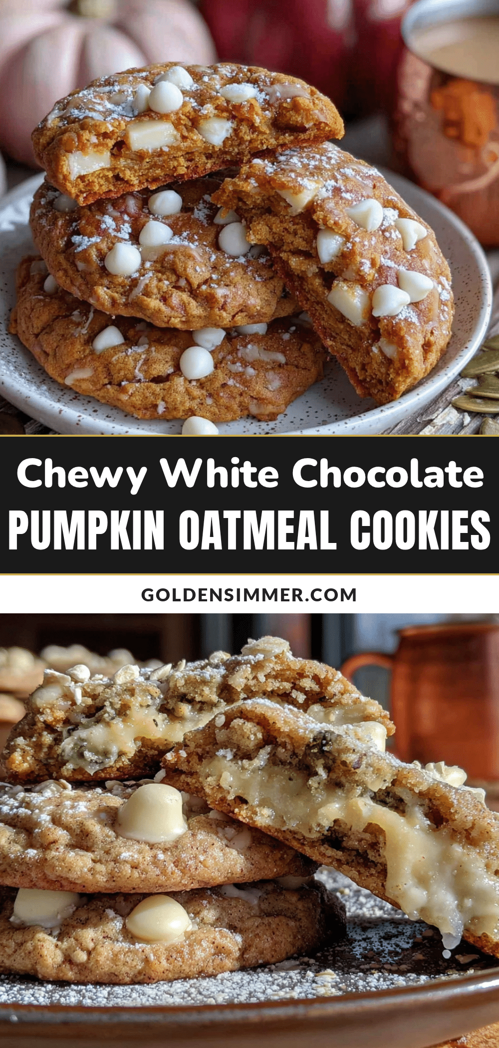 chewy pumpkin oatmeal white chocolate cookies recipe