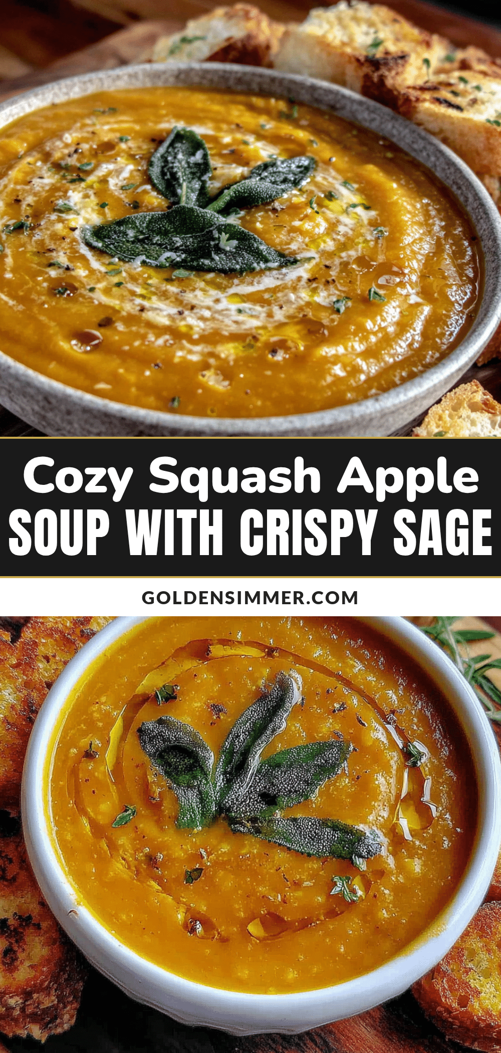 cozy squash apple soup with crispy sage recipe