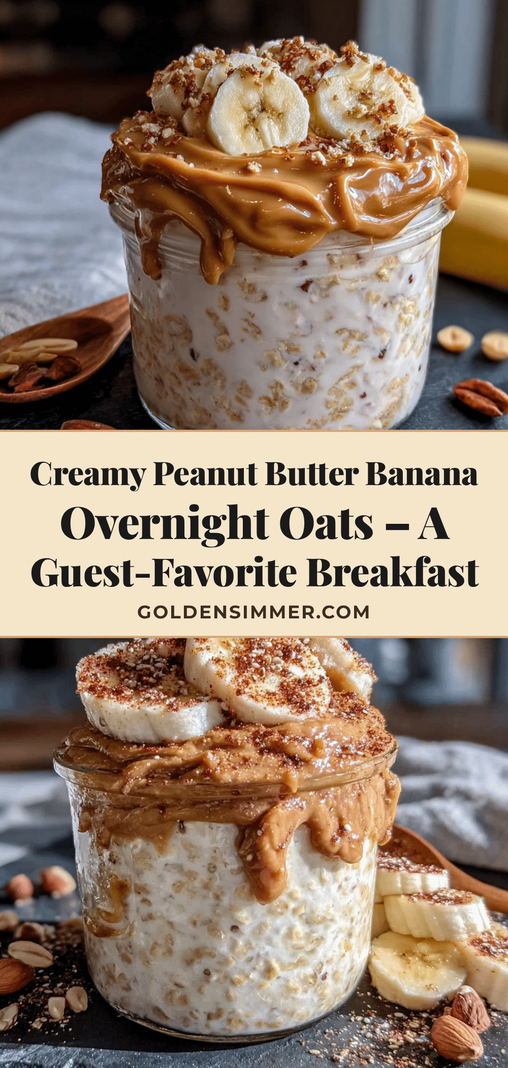 creamy peanut butter banana overnight oats recipe