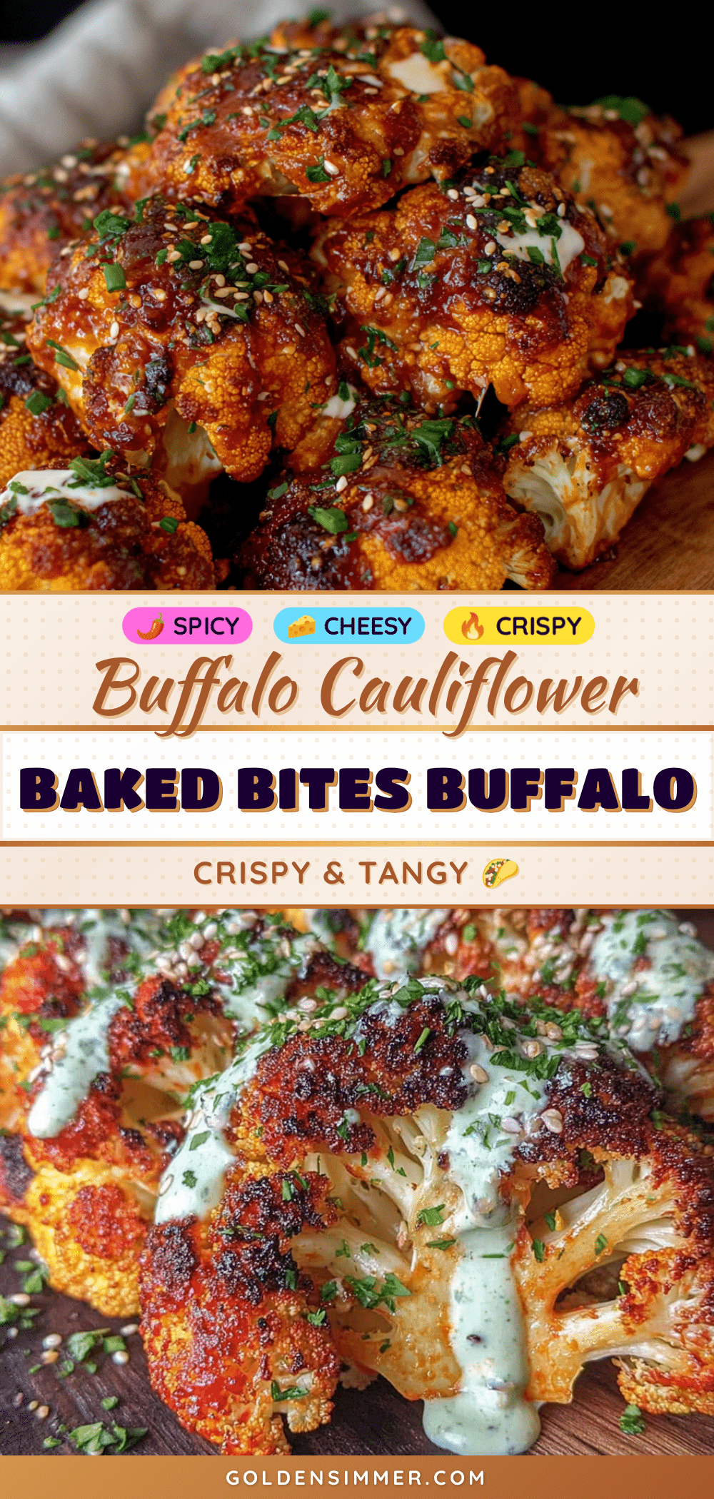 crispy baked buffalo cauliflower bites recipe