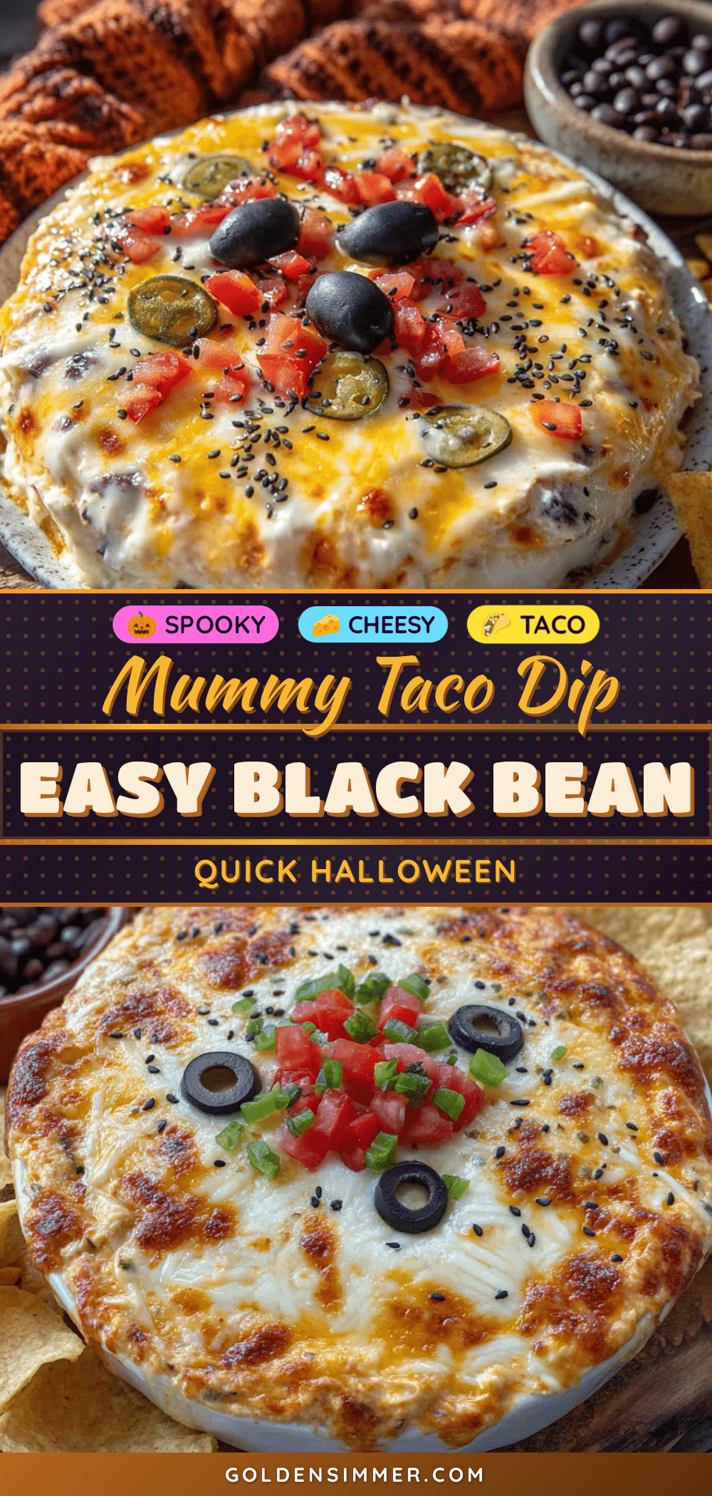 Easy Black Bean Mummy Taco Dip recipe