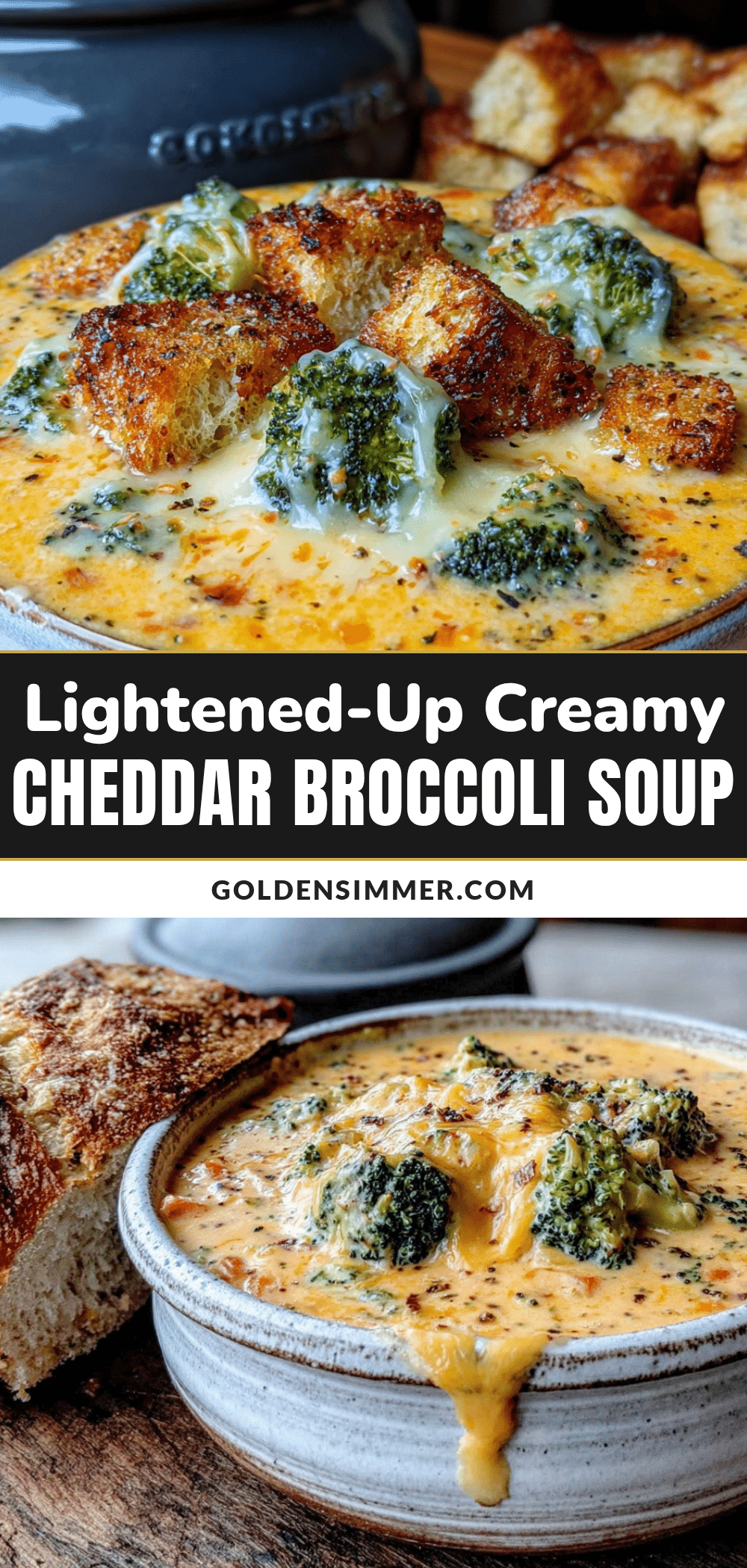 Easy Crockpot Creamy Cheddar Broccoli Soup recipe