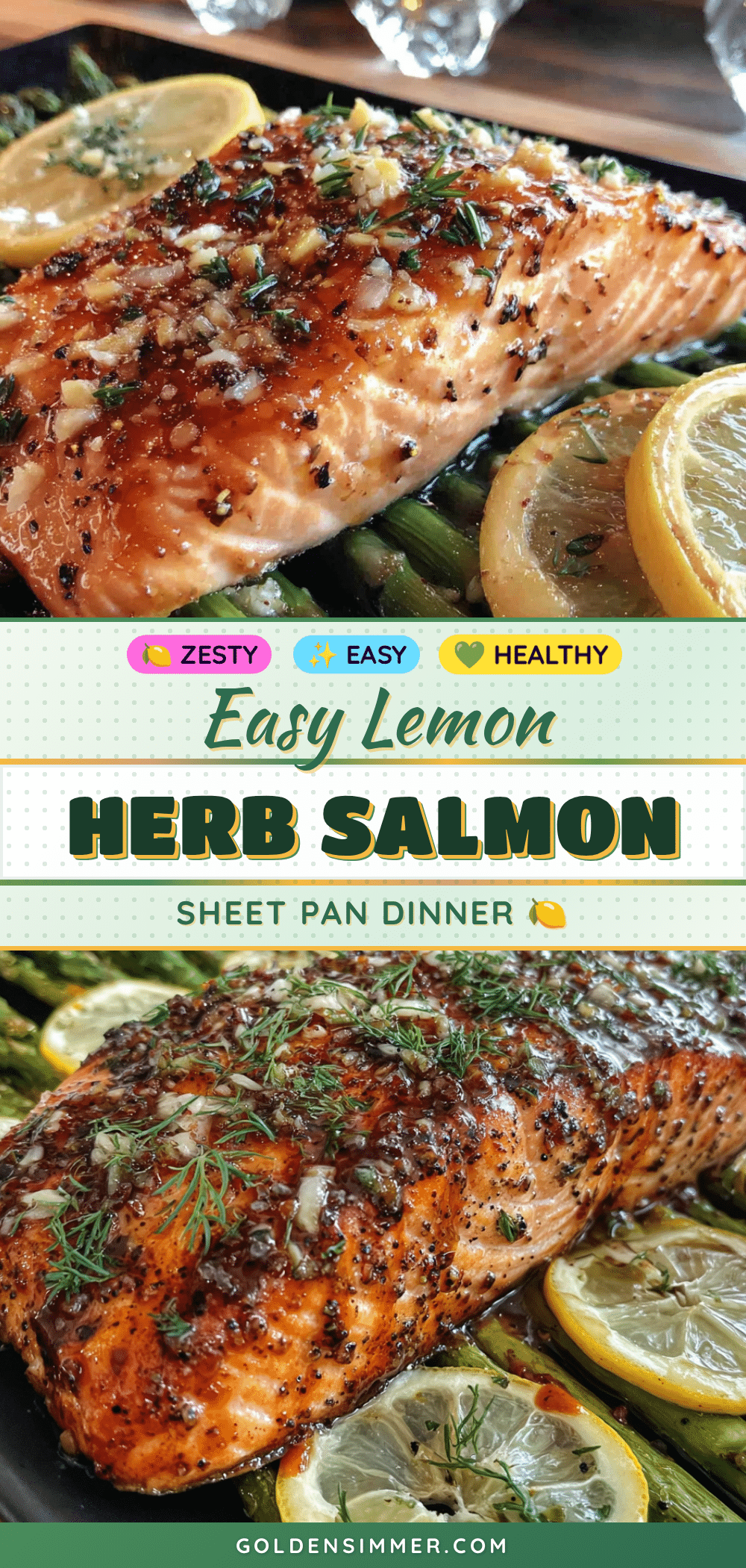 easy lemon herb salmon and asparagus sheet pan dinner recipe
