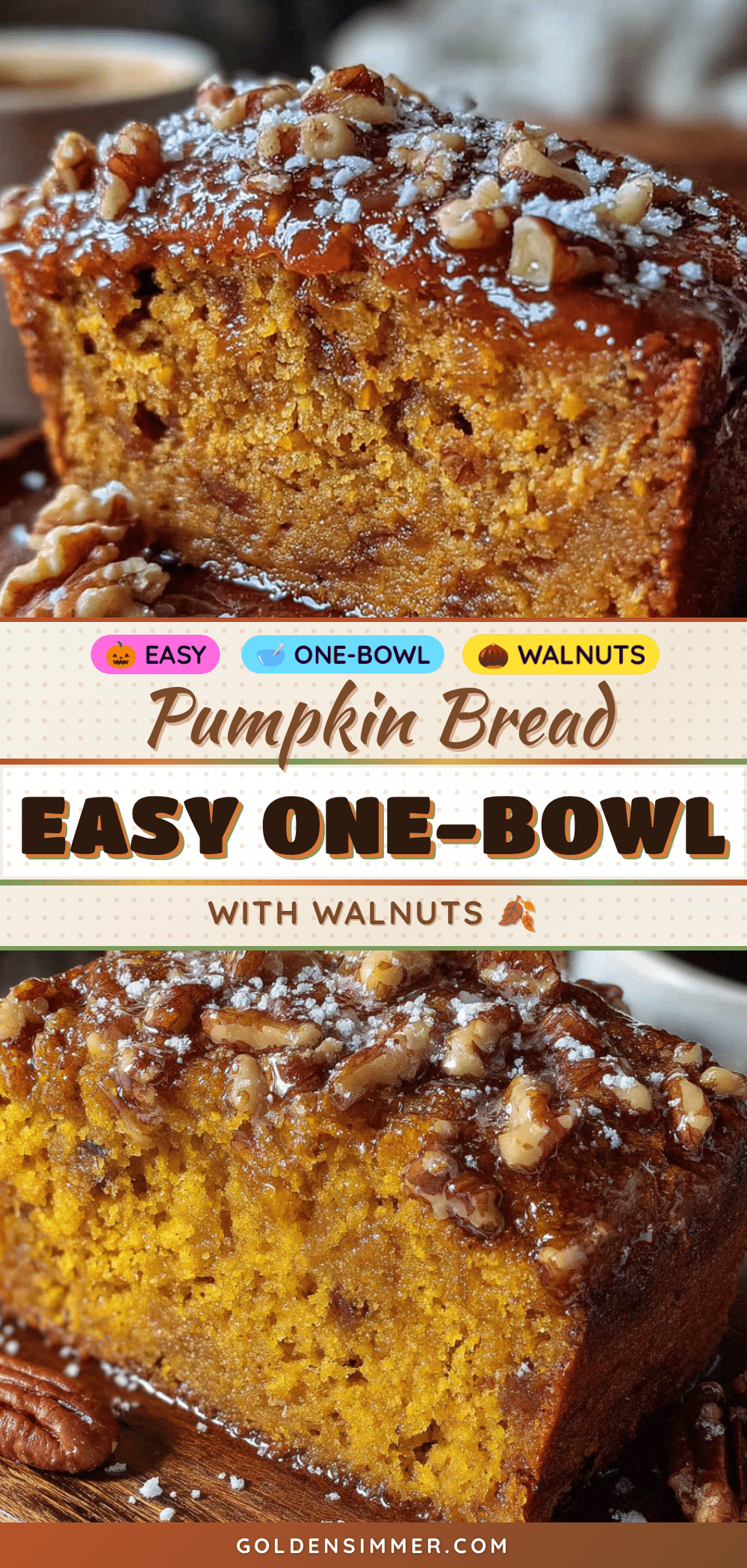 easy one-bowl pumpkin bread with walnuts recipe