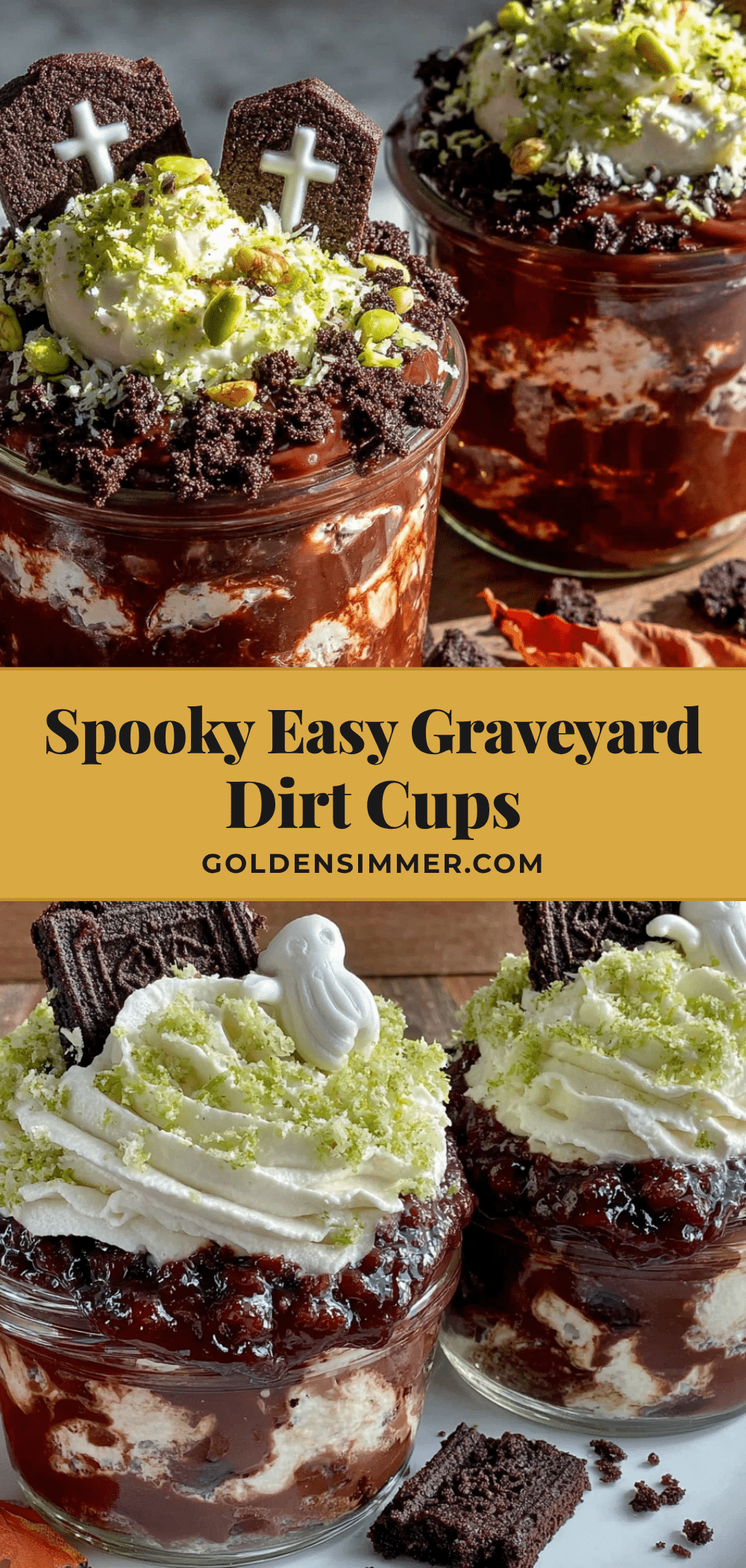 Easy spooky graveyard dirt pudding cups recipe