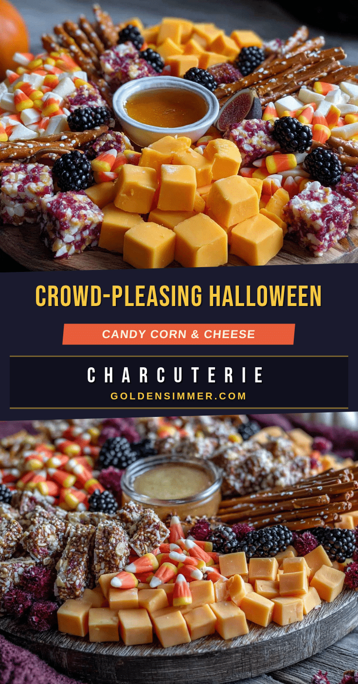 Halloween charcuterie board with candy corn and cheese recipe