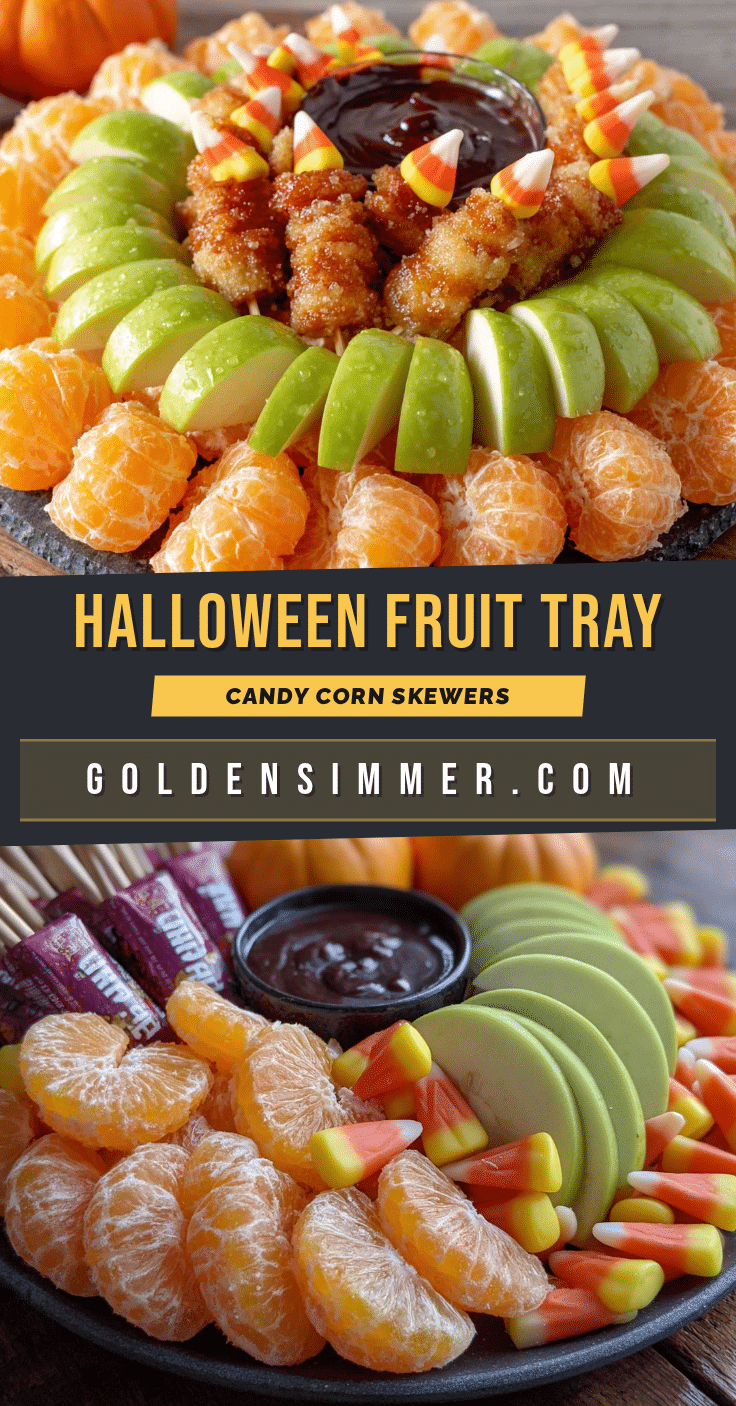 Halloween fruit tray with candy corn skewers recipe
