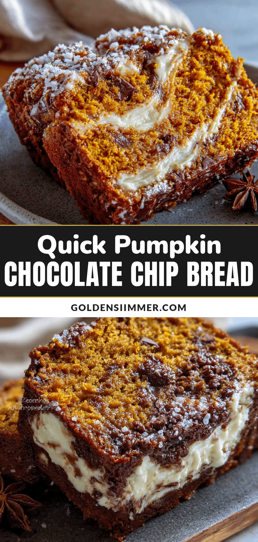 pumpkin chocolate chip bread with cream cheese swirl recipe