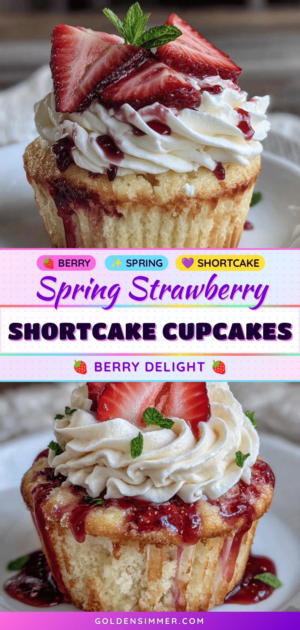 spring strawberry shortcake cupcakes recipe