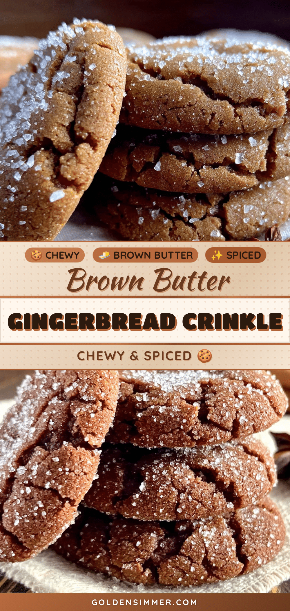 brown butter gingerbread crinkle cookies recipe