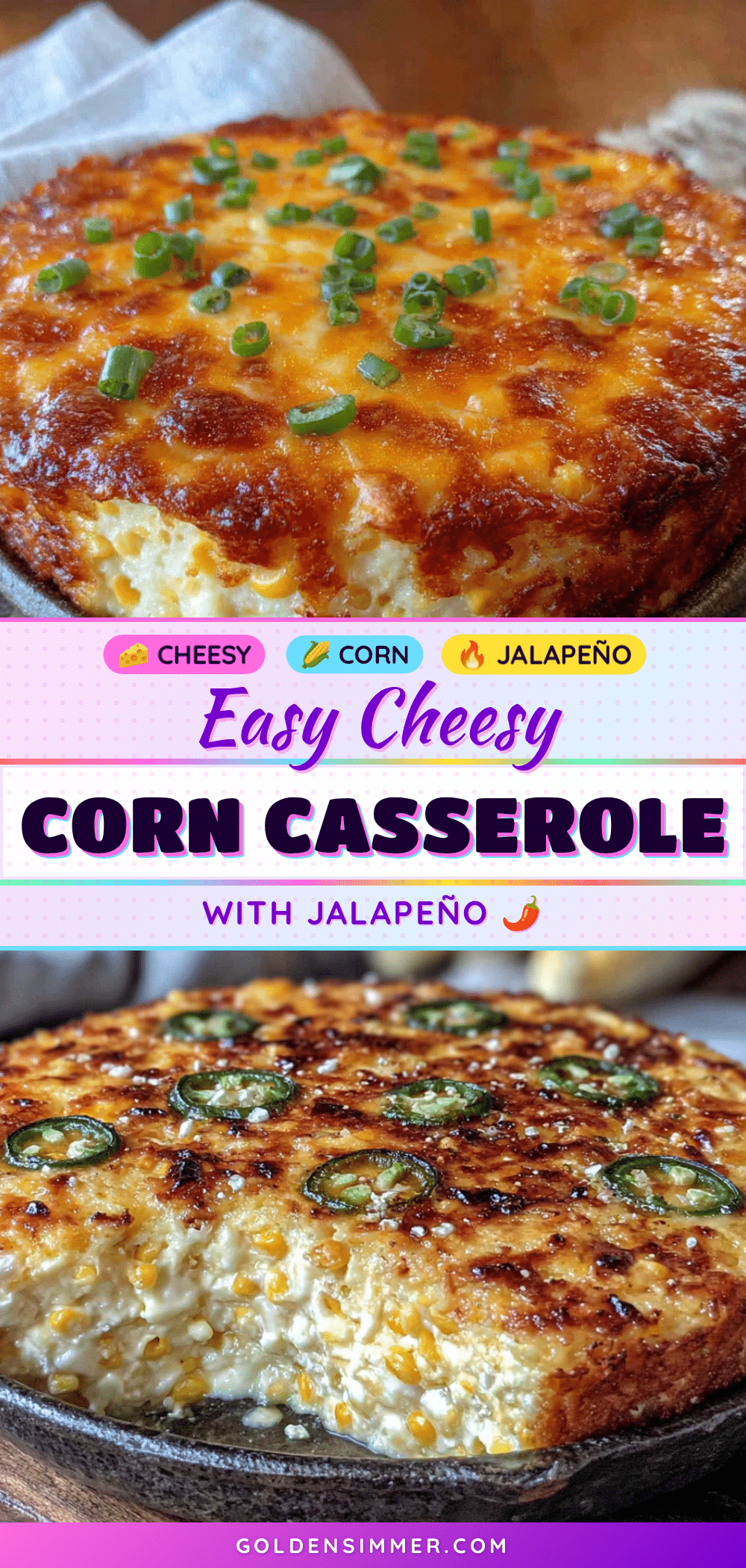 easy cheesy corn casserole with jalapeño recipe