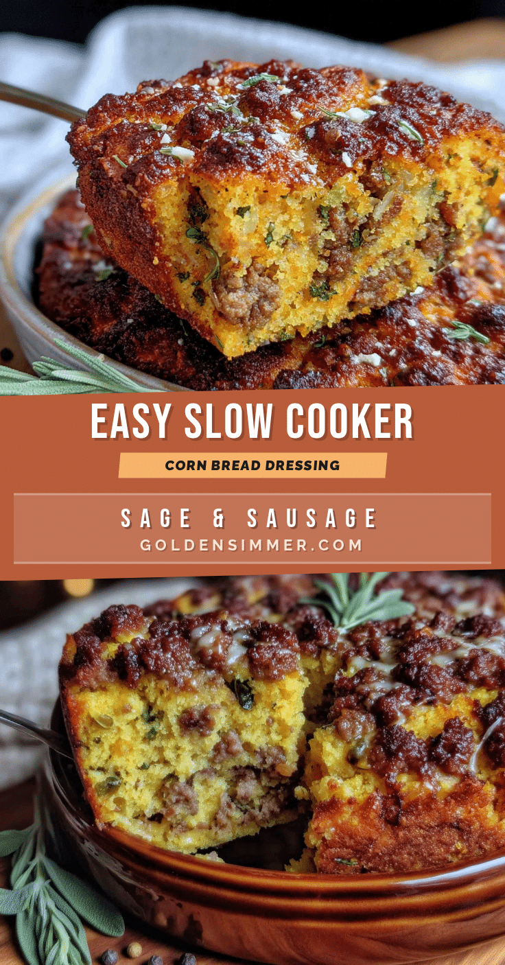 easy slow cooker cornbread dressing with sausage & sage recipe