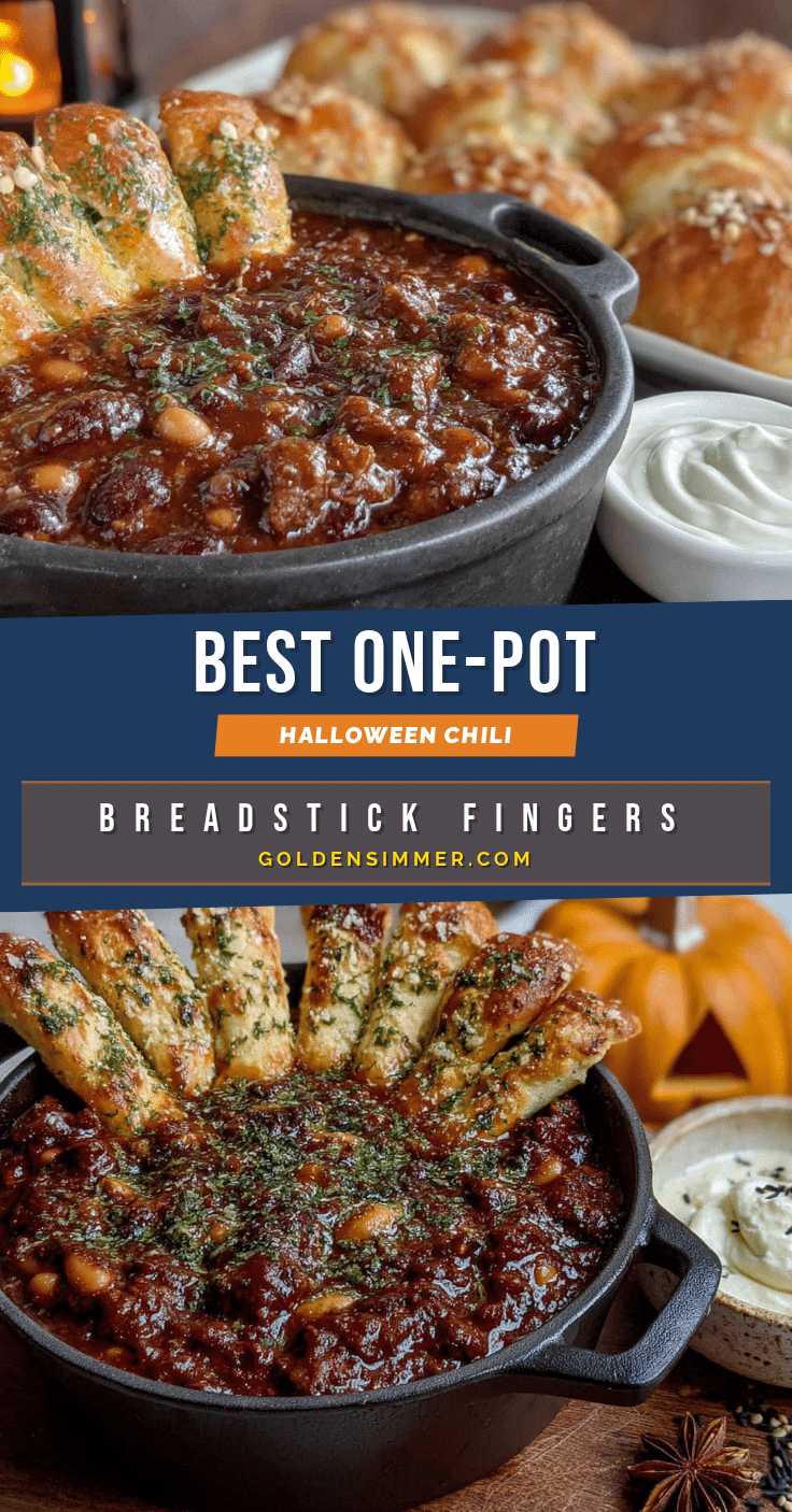 one-pot halloween chili with breadstick fingers recipe