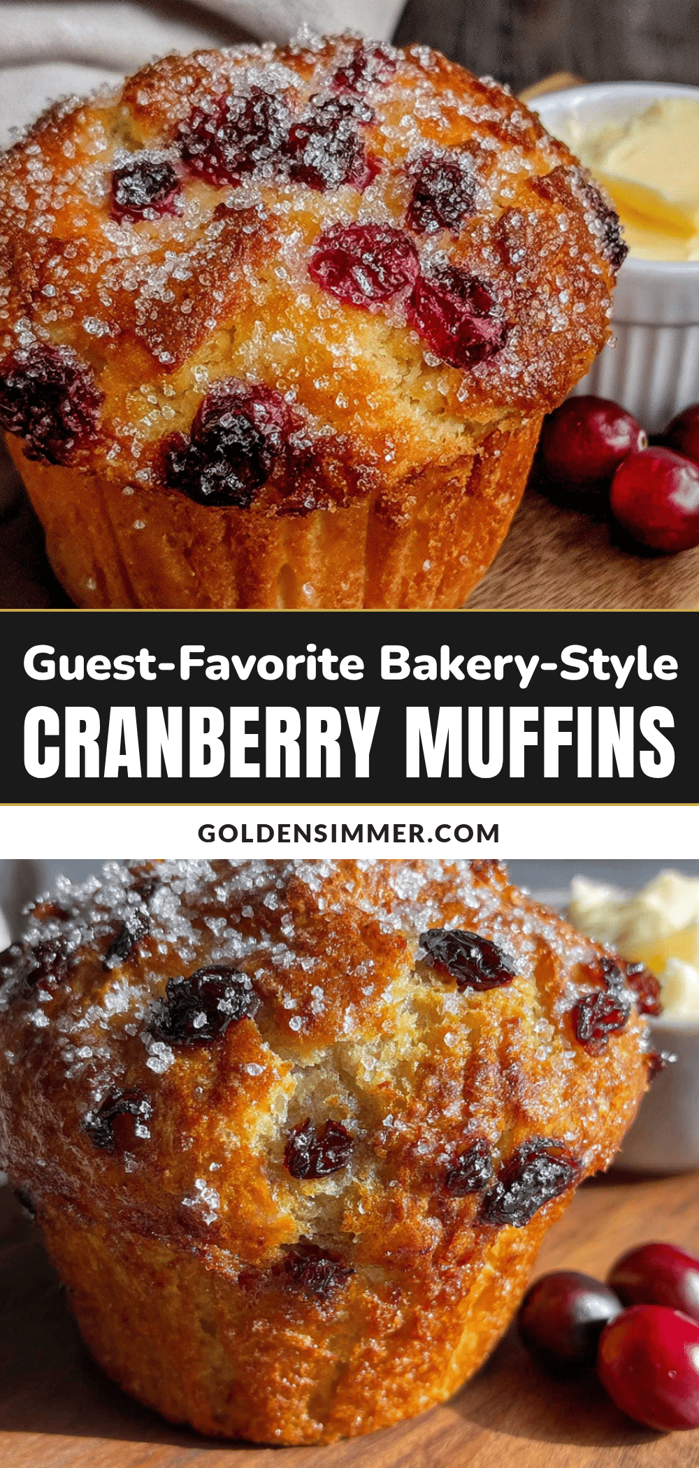 Bakery-Style Cranberry Muffins recipe
