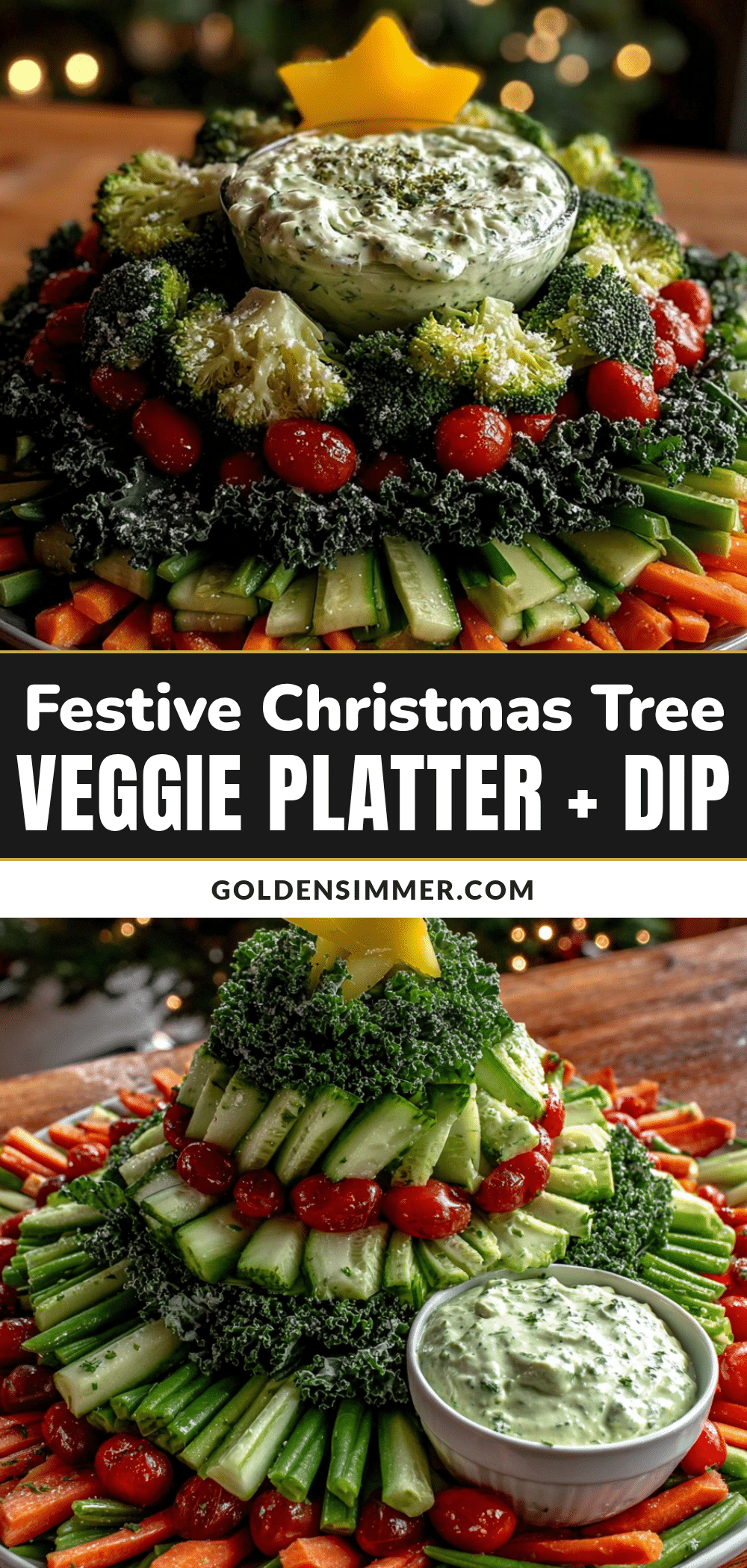 christmas tree veggie platter with green goddess dip recipe