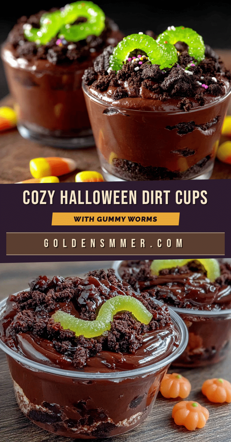 cozy Halloween dirt cups with gummy worms recipe