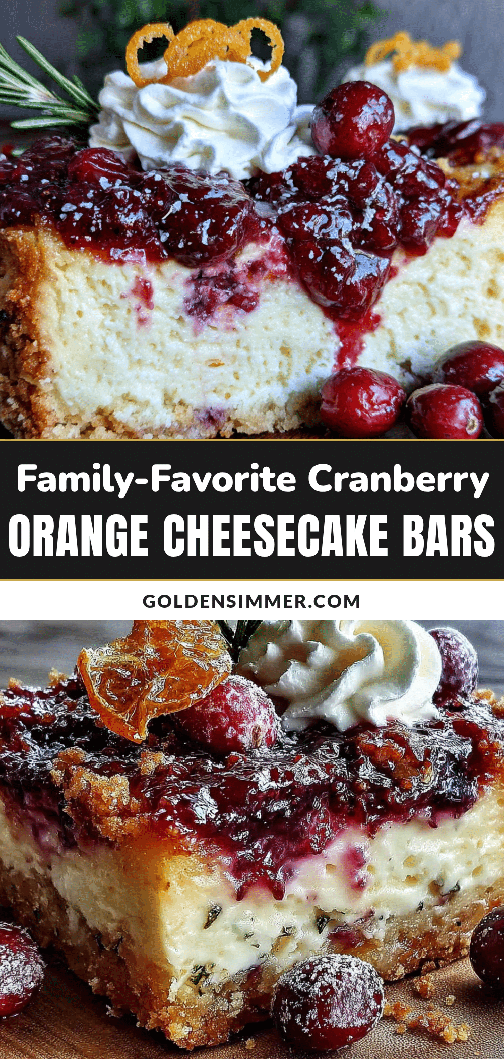Cranberry Orange Cheesecake Bars recipe