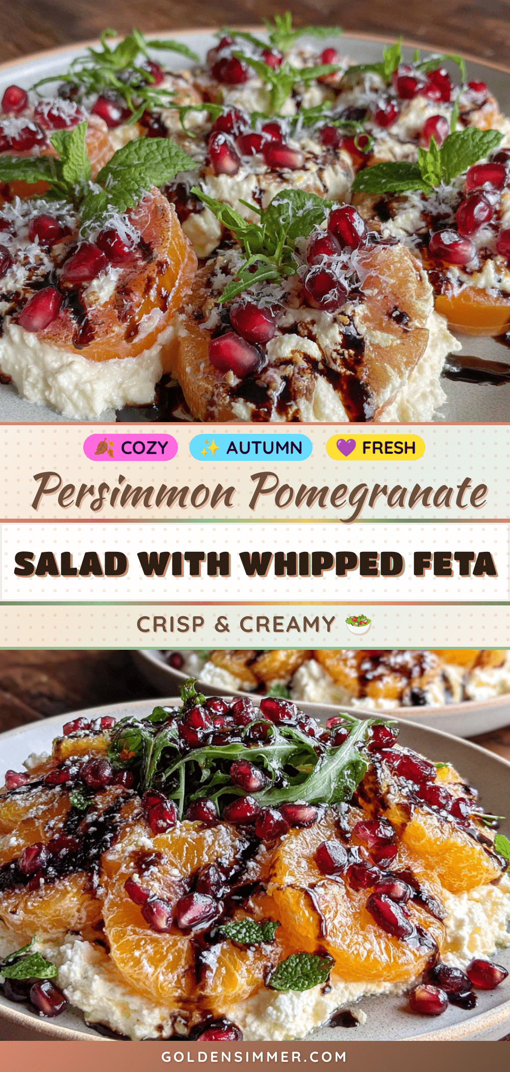 persimmon pomegranate salad with whipped feta recipe